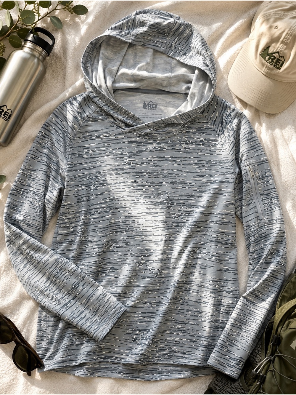 REI Co-op Gray Camo Sun Hoodie | XL
